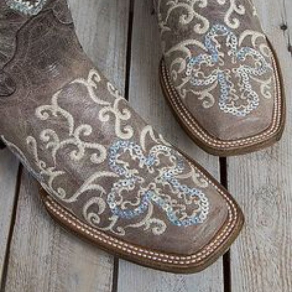 Corral Sparkle Sequin Leather Cowboy Boots A2932 - Picture 3 of 4